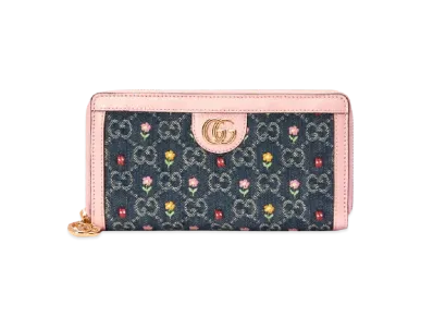 GUCCI Ophidia Zip Around Wallet GG Denim "Blue/Ivory"