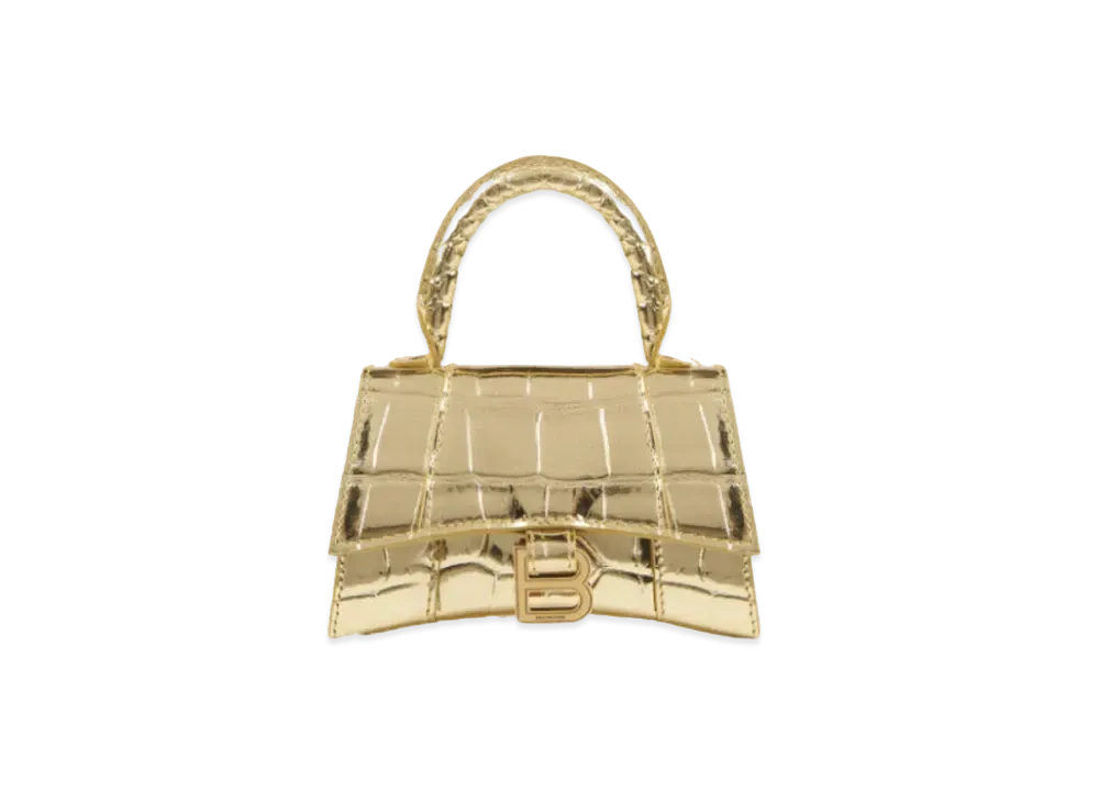 BALENCIAGA Women's Hourglass Mini Top Handle Bag "Gold"