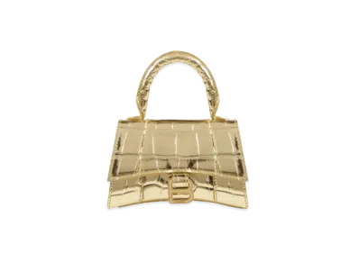 BALENCIAGA Women's Hourglass Mini Top Handle Bag "Gold"
