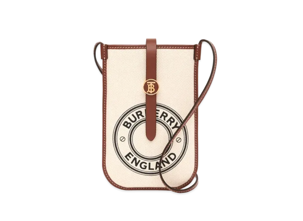 Burberry Logo Graphic Canvas Anne Phone Case With Strap "White/Tan"