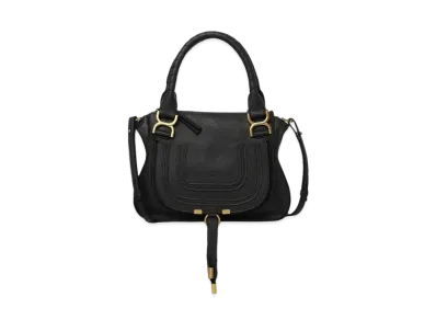 Chloe Marcie Small Double Carry Bag In Grained Calfskin "Black"