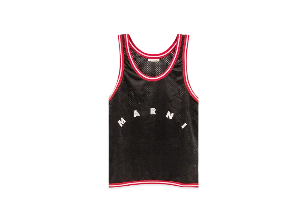 Marni Black Basket Tank Top Shopping Bag In Tech Fabric "Black"