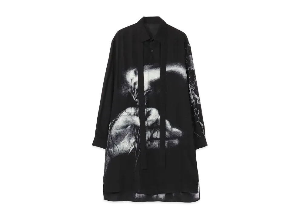 Yohji Yamamoto Pour Homme JAMES JEAN TRACH+ORIGINAL PRINT DESIGNED COLLAR BLOUSE "Black"
