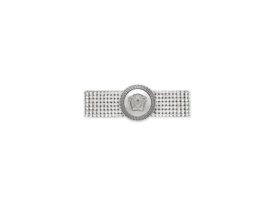 Versace Right Metal Mesh Gianni Ribbon Hair Clip "Silver"
