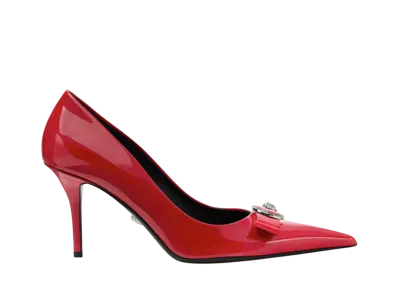 Versace Women's Gianni Ribbon Patent Pumps 85MM "Red"
