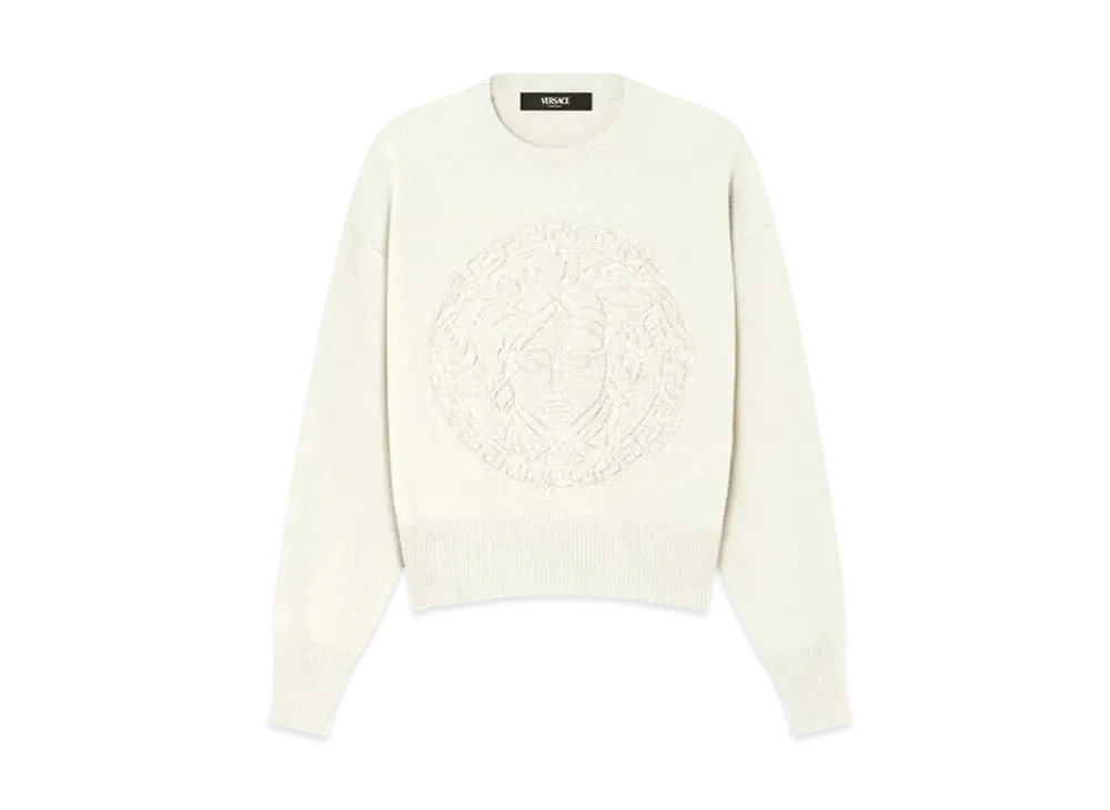Versace Medusa Wool-Blend Knit Towel Sweater "White"