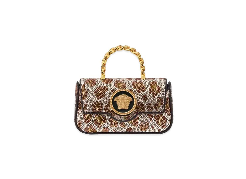 Versace Crystal Leopard La Medusa Mini Bag "Black/Gold"
