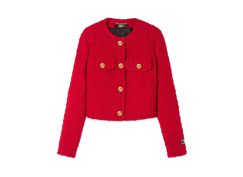 Versace Tweed Cardigan Jacket Heritage "Red"