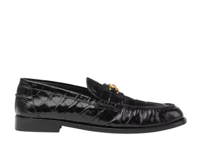 Versace Croc-Effect Medusa '95 Loafers "Black/Gold"