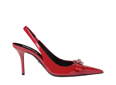 Versace Women's Gianni Ribbon Slingback Pumps 85mm "Red"