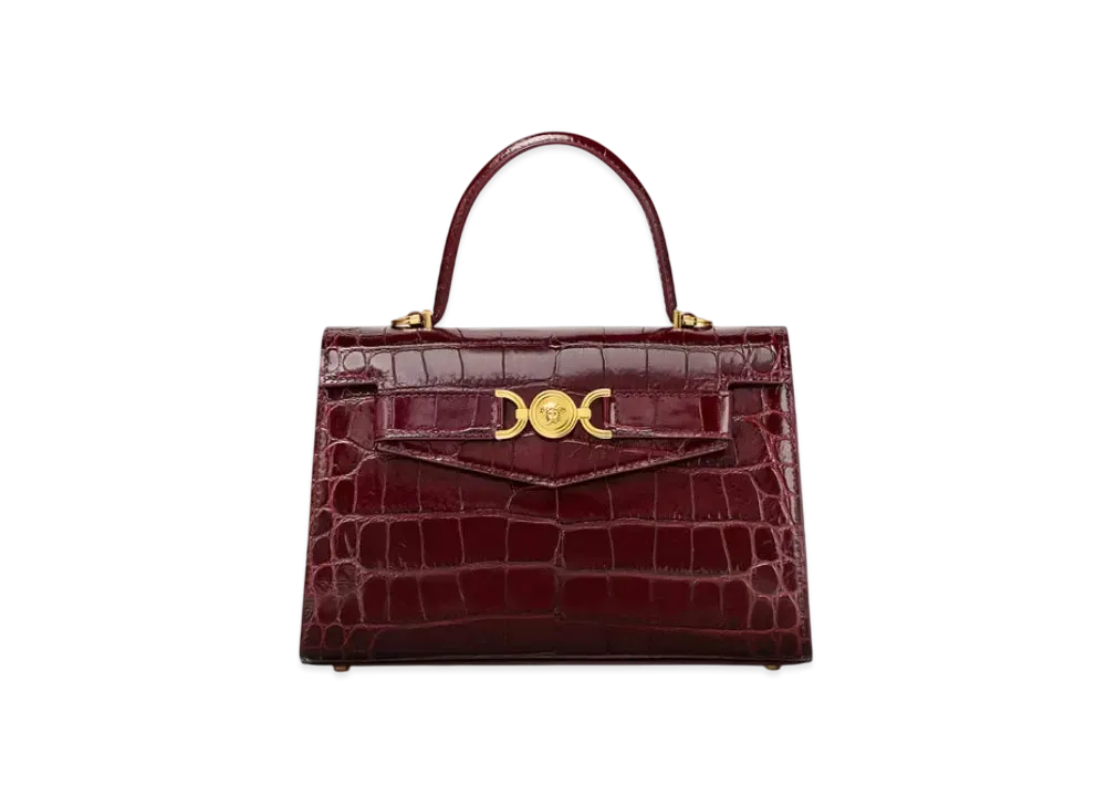 Versace Croc-Effect Medusa '95 Handbag "Burgundy"