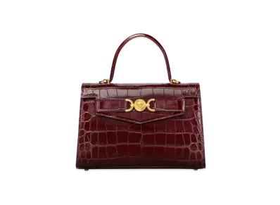 Versace Croc-Effect Medusa '95 Handbag "Burgundy"