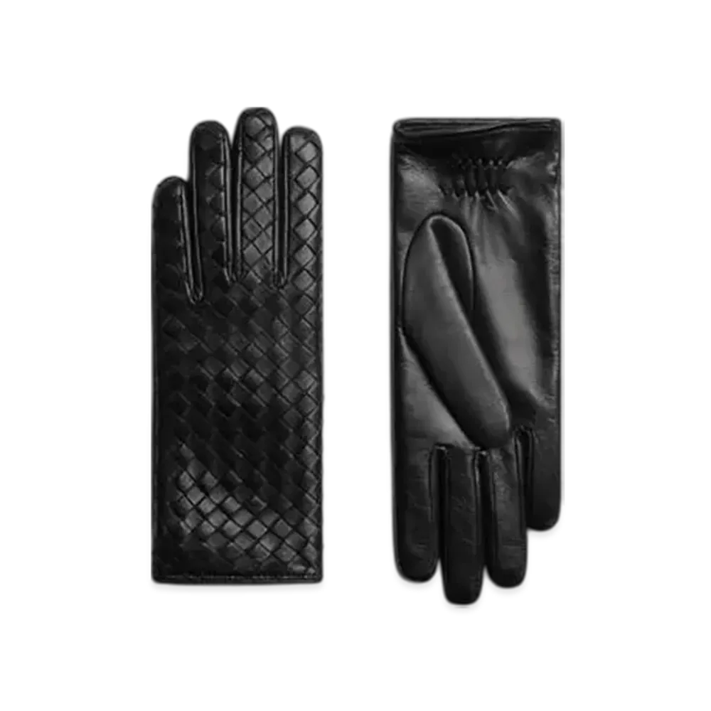 Bottega Veneta Intrecciato Leather Gloves "Nero"
