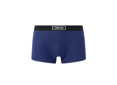 Versace 90s Vintage Logo Ribbed Trunks "Blue"