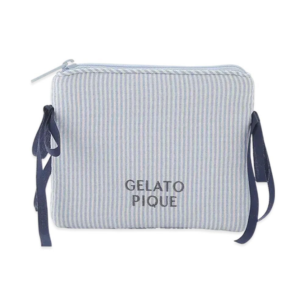 GELATO PIQUE Striped Ribbon Tissue Pouch "Blue"