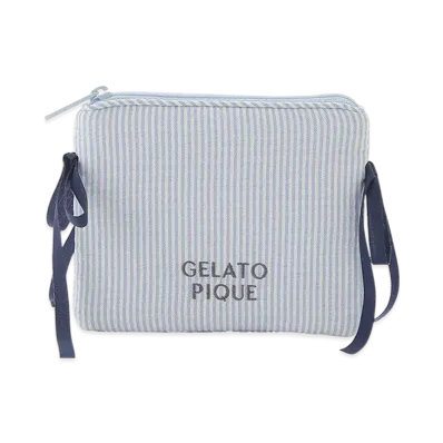 GELATO PIQUE Striped Ribbon Tissue Pouch "Blue"