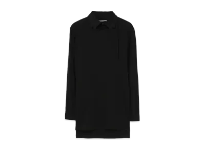 Yohji Yamamoto Pour Homme COMBED YARN COTTON + COTTON TWILL DESIGN COLLAR BLOUSE "Black"