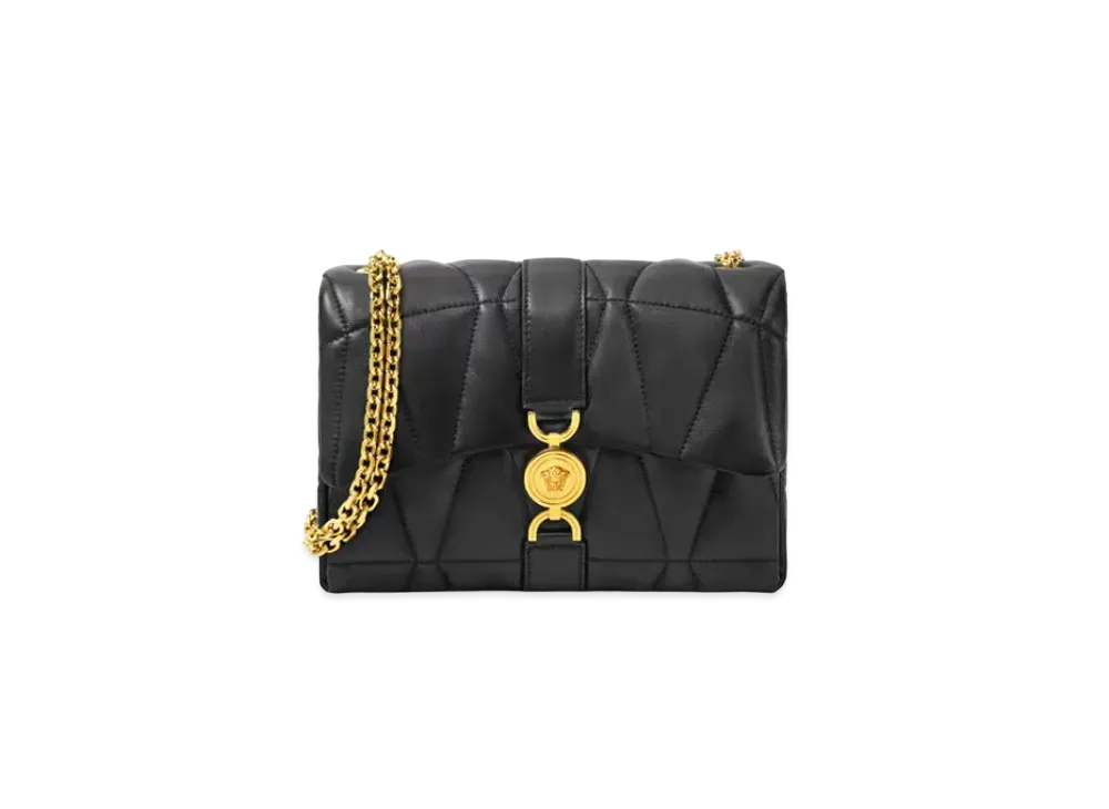 Versace Kleio Quilted Shoulder Bag "Black/Gold"