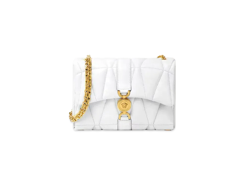 Versace Kleio Quilted Shoulder Bag "White"