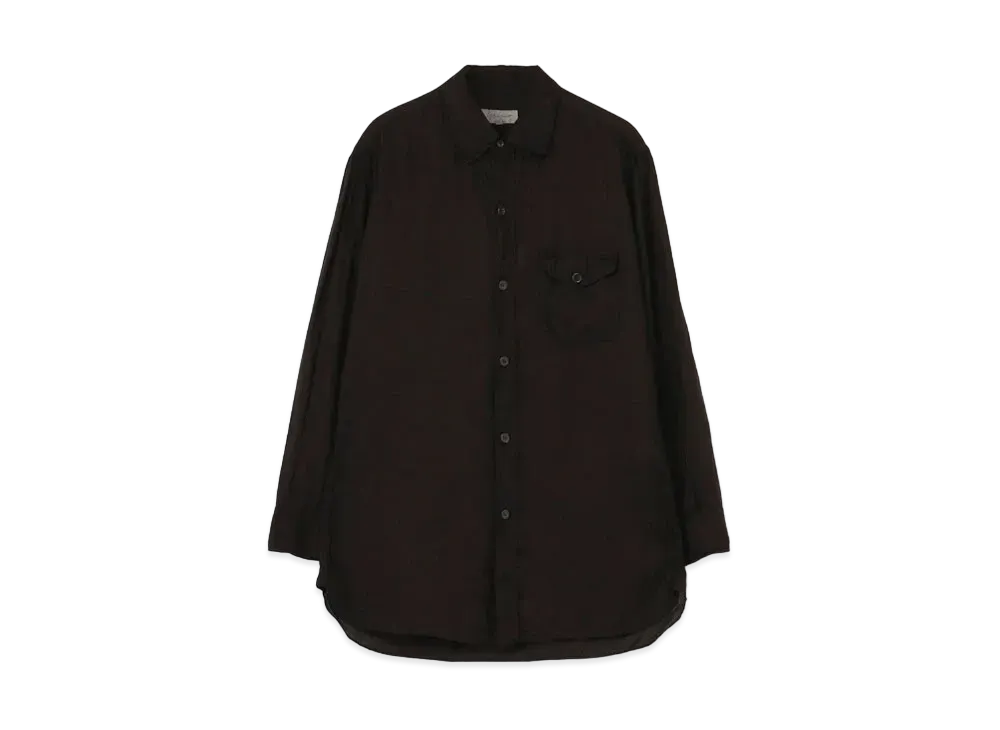 Yohji Yamamoto Pour Homme CELLULOSE GARMENT DYE LAWN TRIPLE COLLAR BLOUSE "Black"