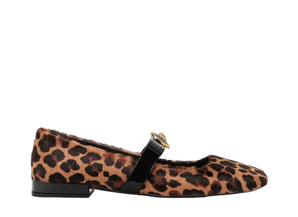 Versace Women's Leopard Gianni Ribbon Ballet Shoes "Animalier"