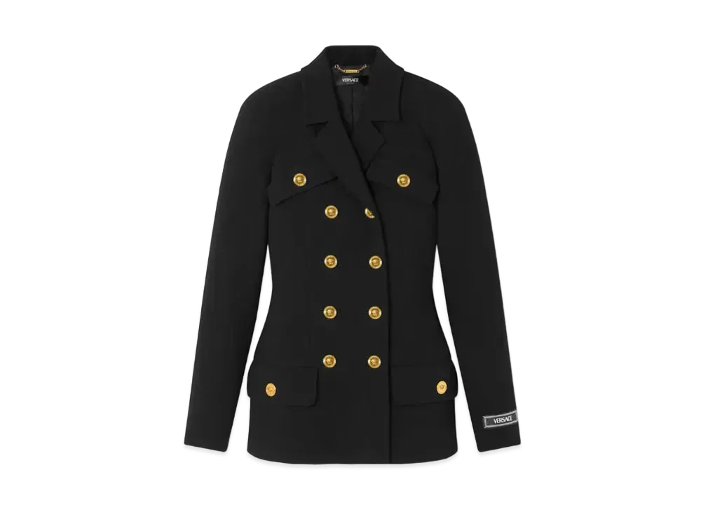 Versace Wool Crepe Fit Raglan Blazer "Black"