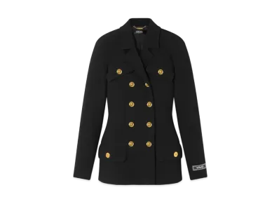Versace Wool Crepe Fit Raglan Blazer "Black"