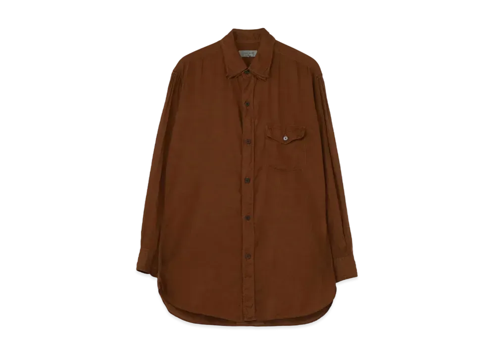 Yohji Yamamoto Pour Homme CELLULOSE GARMENT DYE LAWN TRIPLE COLLAR BLOUSE "Khaki"
