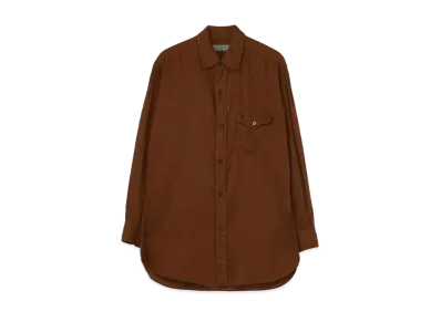 Yohji Yamamoto Pour Homme CELLULOSE GARMENT DYE LAWN TRIPLE COLLAR BLOUSE "Khaki"