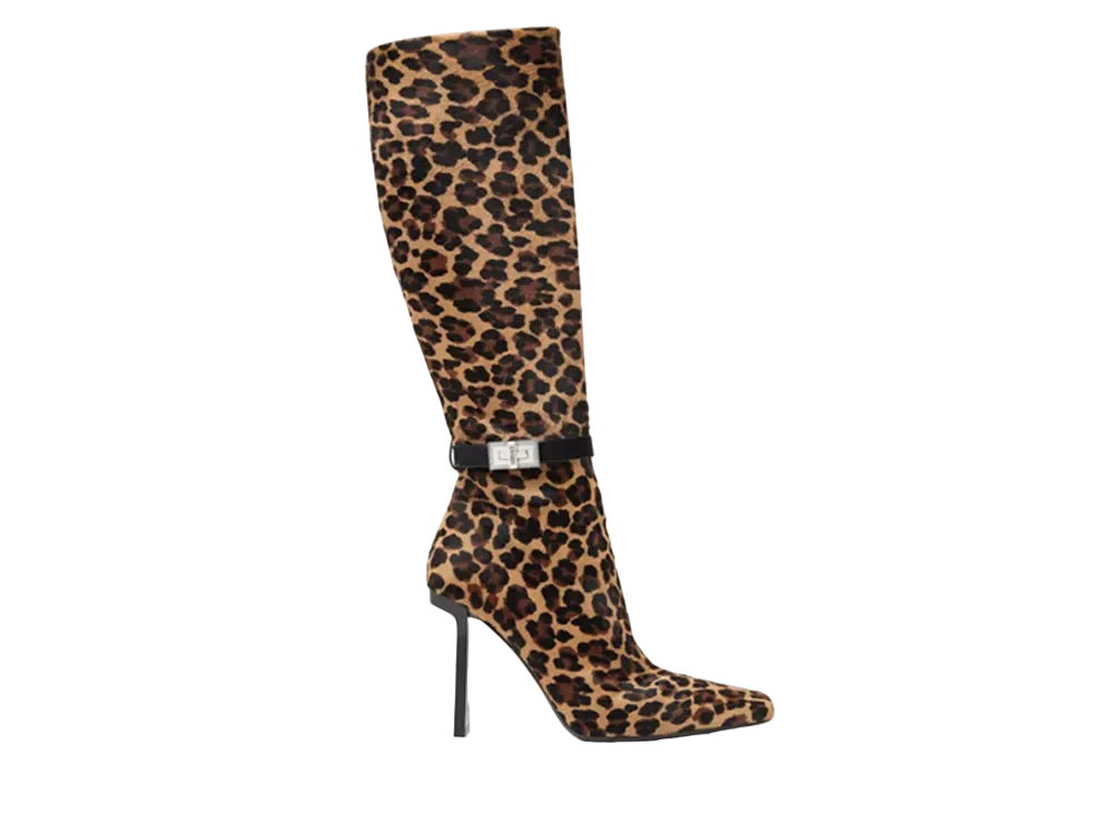 Versace Women's Leopard Slice Knee-High Boots 105mm "Animalier"
