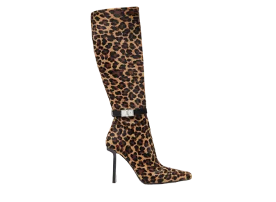 Versace Women's Leopard Slice Knee-High Boots 105mm "Animalier"