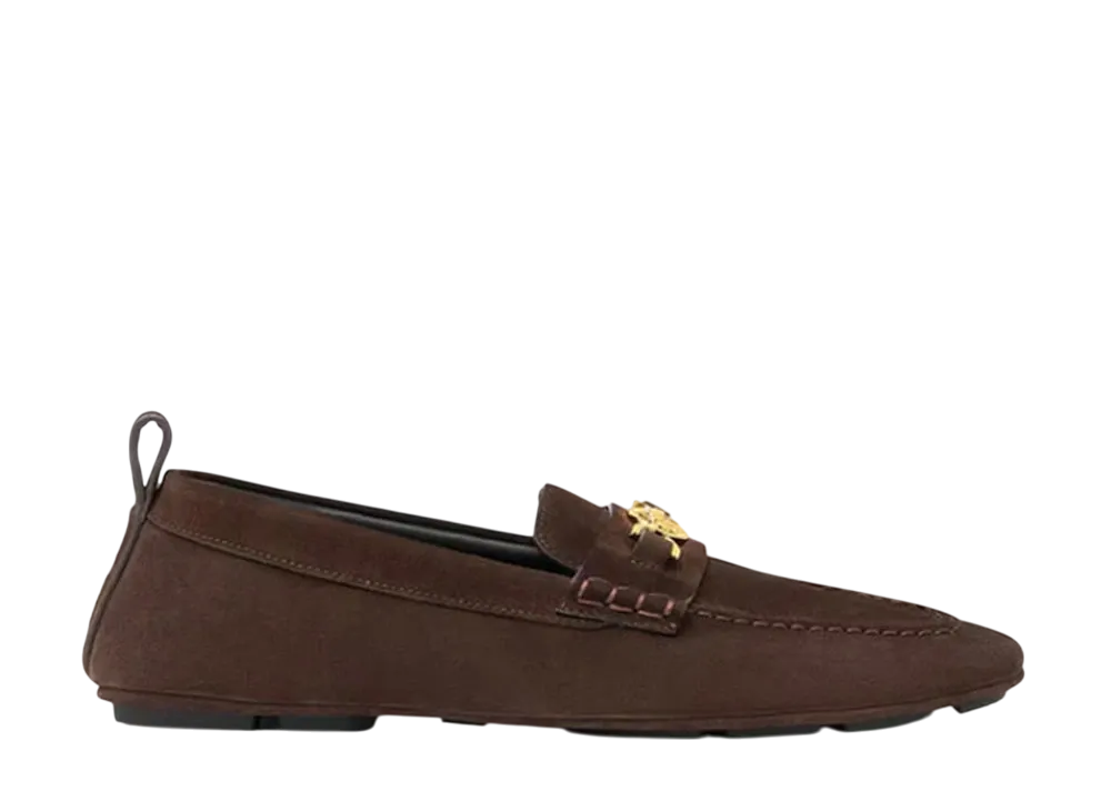 Versace Villa Suede Driver Shoes "Brown"