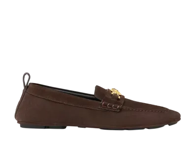 Versace Villa Suede Driver Shoes "Brown"