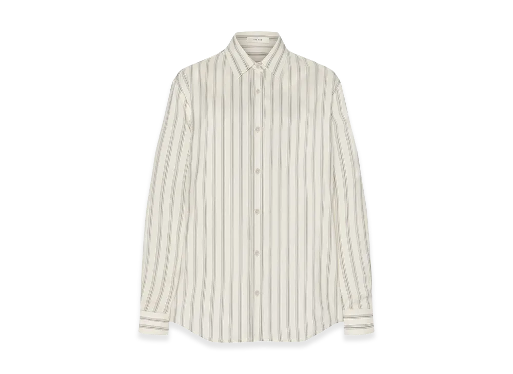 The Row Women's Eirlys Silk Shirt "Grey Stripe"