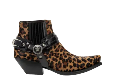 Versace Women's Leopard Texano Ankle Boots 50mm "Animalier"