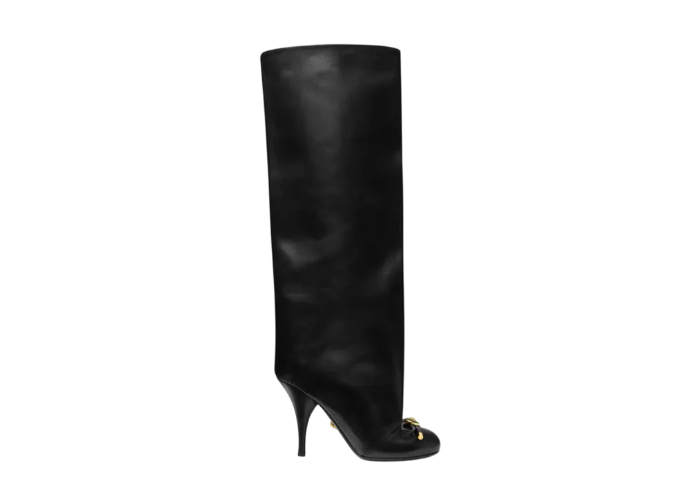 Versace Women's Opera Bow Knee-High Boots 105MM "Black/Gold"
