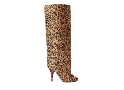 Versace Women's Leopard Opera Bow Knee-High Boots 105MM "Animalier"