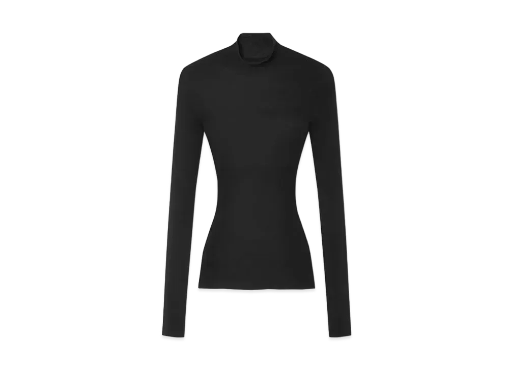 Versace Merino Wool Fitted Ribbed Knit Top "Black"
