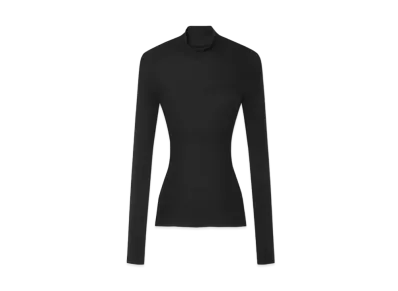 Versace Merino Wool Fitted Ribbed Knit Top "Black"