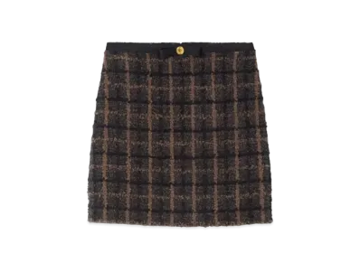 Versace Boucle Tweed Pencil Skirt "Brown"