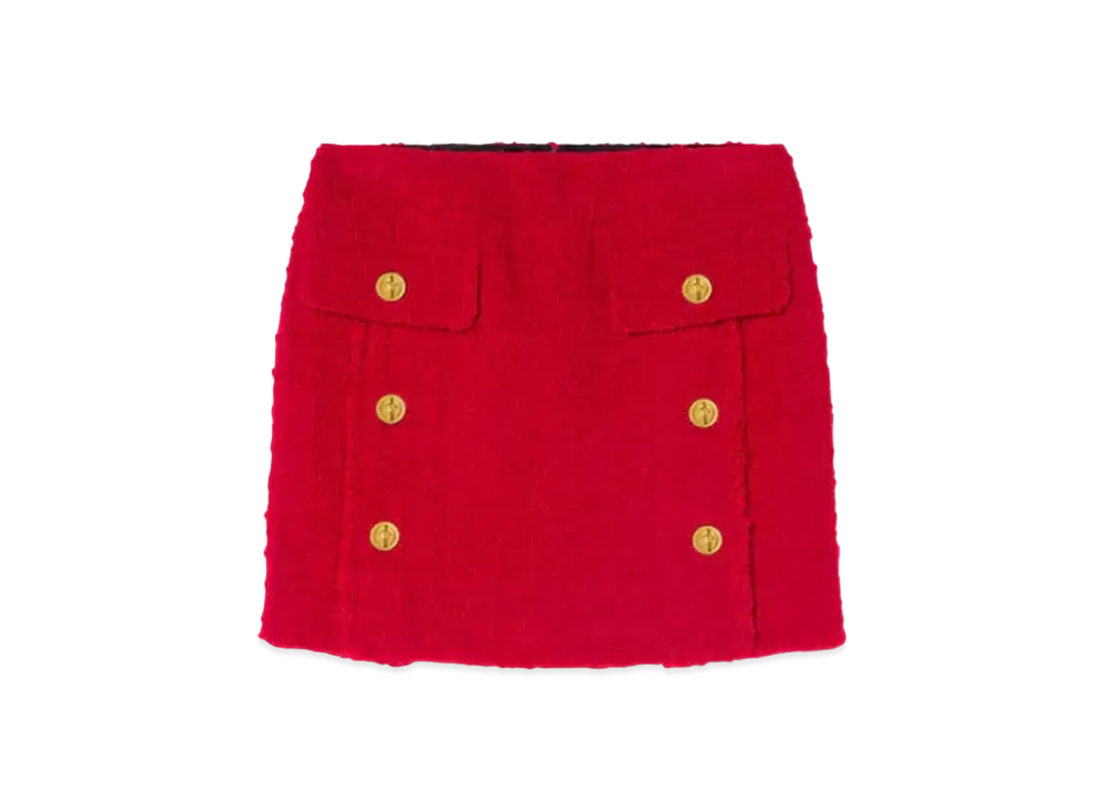 Versace Heritage Tweed Pencil Skirt "Red"
