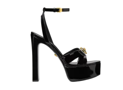 Versace Women's Gianni Ribbon Sandals 140MM "Black/Gold"
