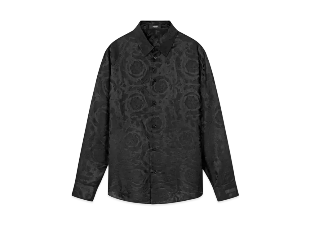 Versace Barocco Jacquard Silk-Blend Shirt "Black"