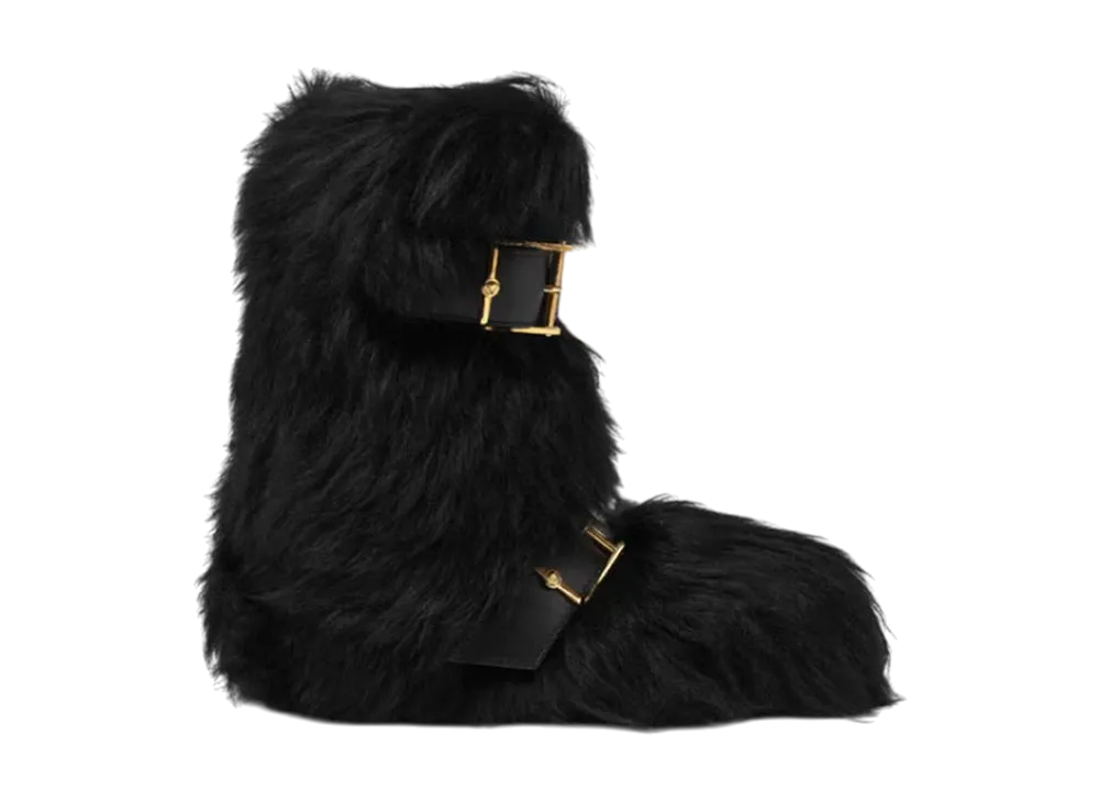 Versace Bastion Shearling Boots "Black/Gold"