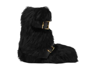 Versace Bastion Shearling Boots "Black/Gold"