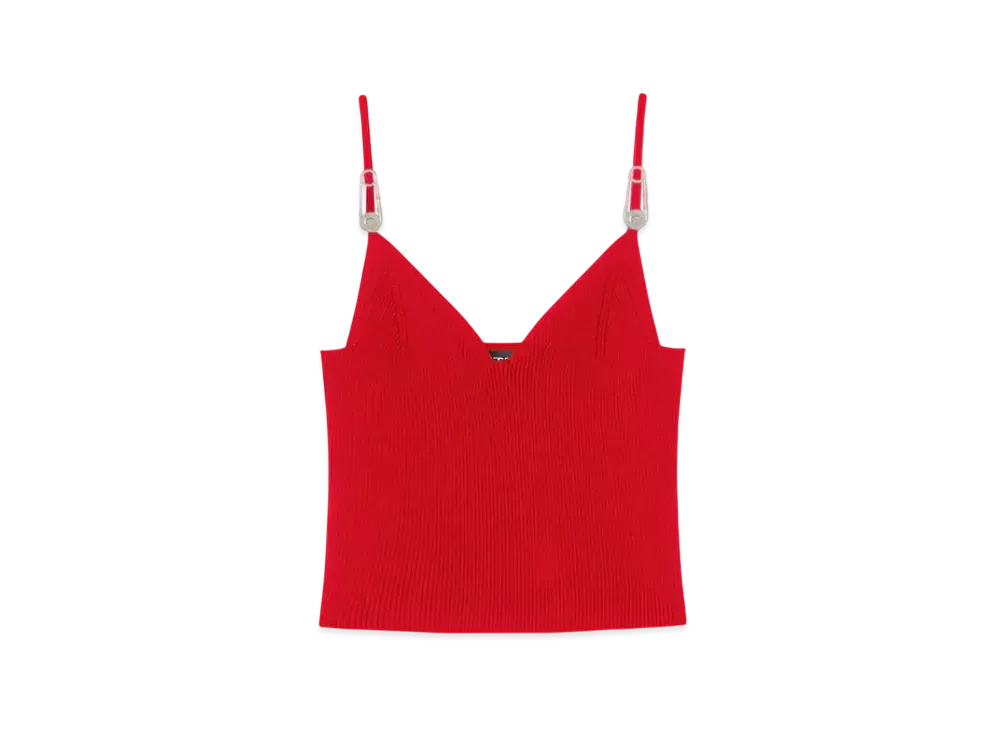 Versace Safety Pin Knit Crop Top "Red"