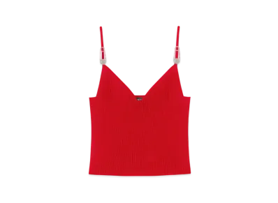 Versace Safety Pin Knit Crop Top "Red"