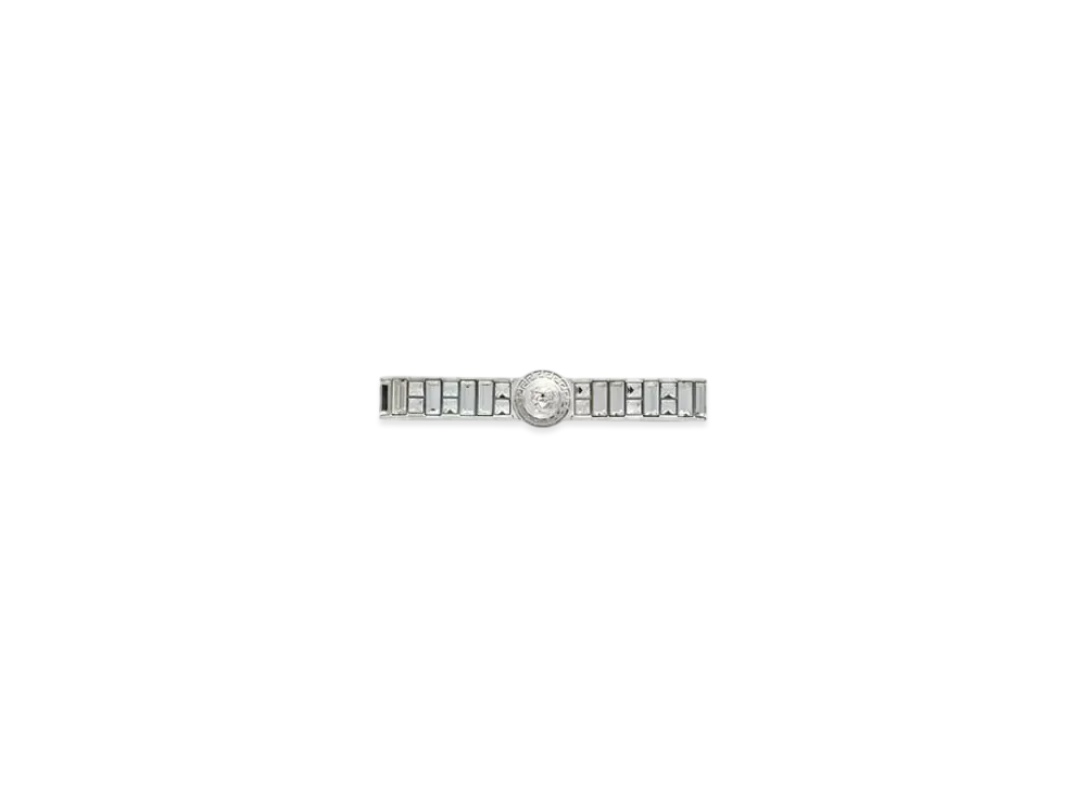 Versace Crystal Gianni Ribbon Cuff Ring "Silver"