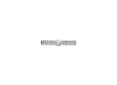 Versace Crystal Gianni Ribbon Cuff Ring "Silver"