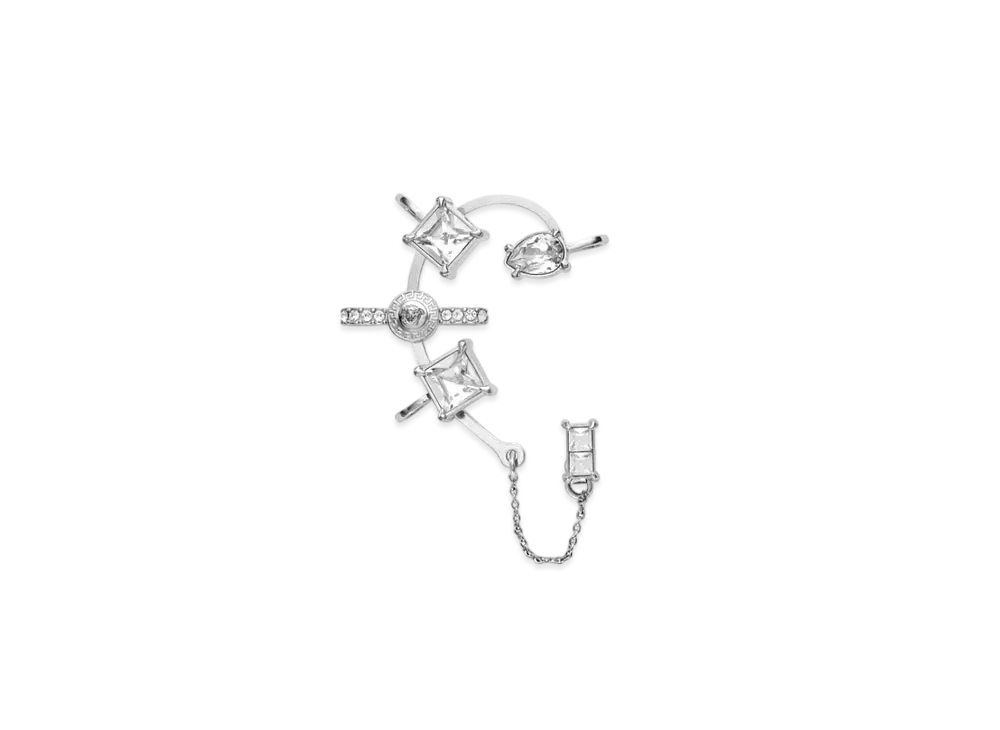 Versace Crystal Gianni Ribbon Right Ear Cuff "Silver"